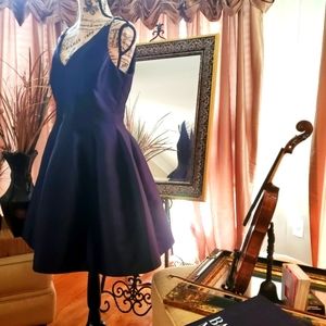 Jeweled strapped V neck dress